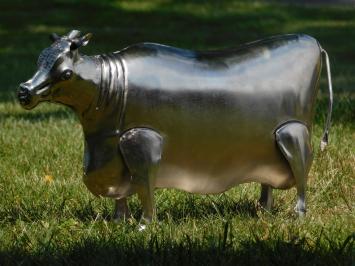 Kuh - Metallstatue - 26 cm - Chromfarbe - abstrakt
