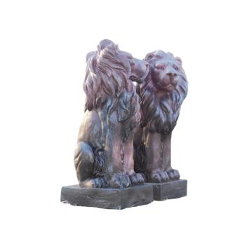 Set van leeuwen - polystone koper - links en rechts kijkend
