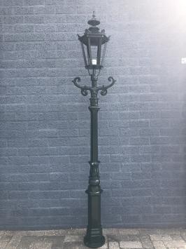 Buitenlamp, lantaarn Amsterdam met keramische fitting en glas, gegoten aluminium groen, 225 cm.