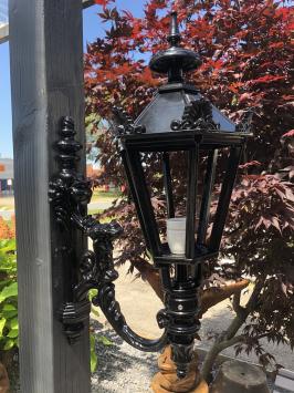 Buitenlamp Lignac, padlamp in antiek-look, gegoten aluminium in zwart