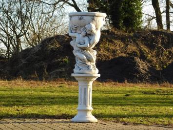 Mann und Frau mit Schale - auf Sockel - Stein - 140 cm