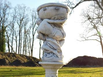 Mann und Frau mit Schale - auf Sockel - Stein - 140 cm