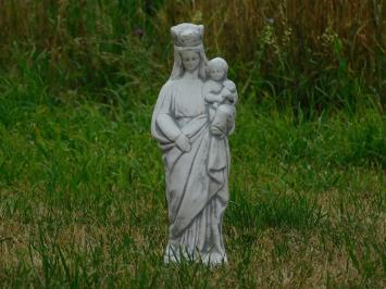 Maria met kind in de arm, vol steen, grijs