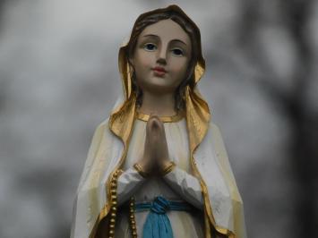 Maria - mit Rosenkranz - Polystone Statue - 44 cm - in Farbe