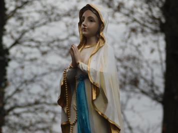 Maria - mit Rosenkranz - Polystone Statue - 44 cm - in Farbe