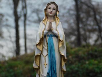 Maria - mit Rosenkranz - Polystone Statue - 44 cm - in Farbe