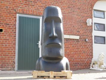 Moai Statue XXL, Steinguss, schwarze Gartenstatue, fast 2 Meter hoch!