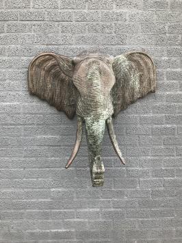 Großes Wandornament eines Elefanten, Kupferoptik!