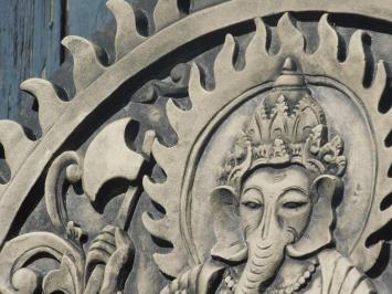 Ornament Ganesha - massiver Stein - grau mit schwarz