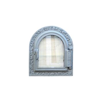 Gietijzeren ovendeur - kacheldeur - met glas - halfrond