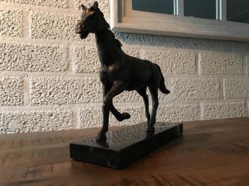 Pferdeskulptur, massives Gusseisen, Bronze-Look