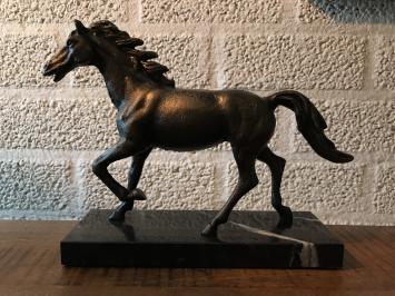 Pferdeskulptur, massives Gusseisen, Bronze-Look