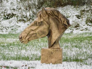 Pferdekopf – Polystone – 64 cm – Gold mit dunklen Tönen