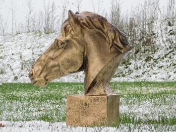 Pferdekopf – Polystone – 64 cm – Gold mit dunklen Tönen