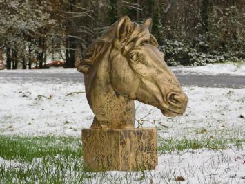 Pferdekopf – Polystone – 64 cm – Gold mit dunklen Tönen