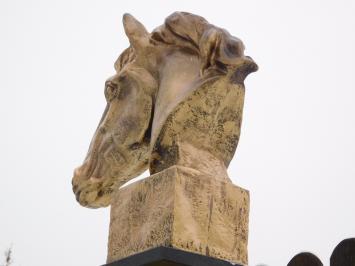 Pferdekopf – Polystone – 64 cm – Gold mit dunklen Tönen