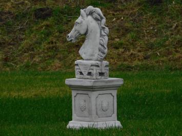 Paardenhoofd op Sokkel - 60 cm - Volledig Steen