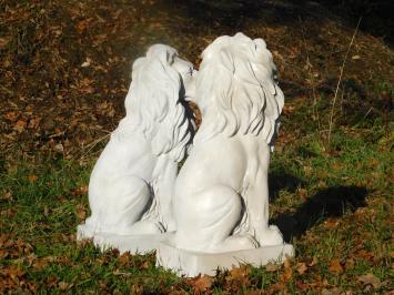 Sitzender Löwe - Polystone - 78 cm - weiß/grau - links