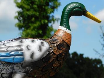 2er Set Enten - Metallstatuen - in Farbe und Detail