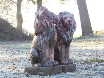 Set van leeuwen - polystone koper - links en rechts kijkend