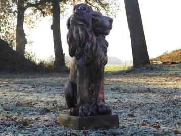 Set van leeuwen - polystone koper - links en rechts kijkend