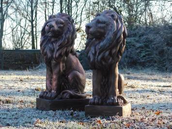 Set van leeuwen - polystone koper - links en rechts kijkend