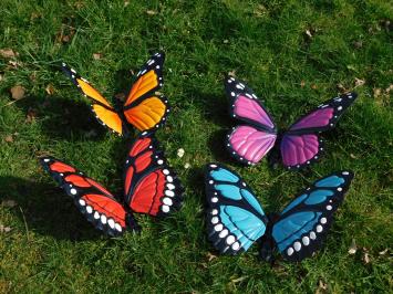 Set van 3 vlinders - vol in kleur - metaal - wanddecoratie