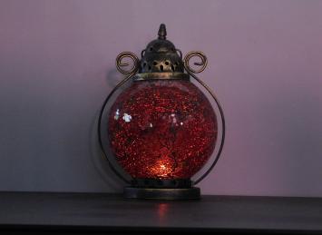 Stimmungsvolle Laterne mit farbigem Rot Glas, wunderschön!