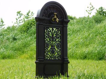 Fontaine sur pied – aluminium brun rustique avec robinet en laiton