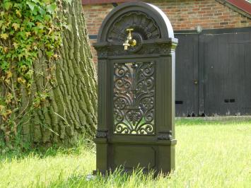 Fontaine sur pied – aluminium brun rustique avec robinet en laiton
