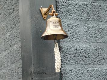 Glocke 'Titanic 1912' mit Seil, patiniertes Messing, Hausdekoration