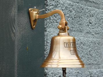 Glocke 'Titanic 1912' mit Seil, patiniertes Messing, Hausdekoration