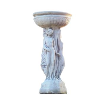 Drie vrouwen met schaal - stenen beeld - 85 cm - klassiek