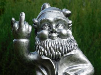 Gartenzwerg Mittelfinger - Polystone - 80 cm - Silbergrau