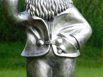 Gartenzwerg Mittelfinger - Polystone - 80 cm - Silbergrau