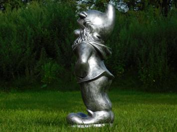 Gartenzwerg Mittelfinger - Polystone - 80 cm - Silbergrau