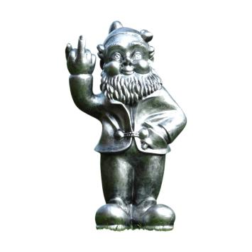 Tuinkabouter middelvinger - polystone - 80 cm - zilvergrijs
