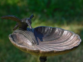 Gartenstecker-Vogeltränke – Gusseisen – Inklusive Vogel