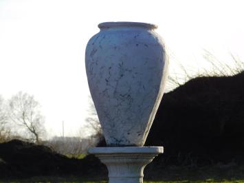 Vase sur piédestal – 125 cm – pierre massive – vase de jardin classique