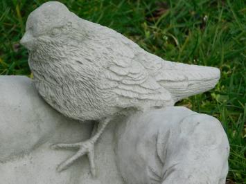 Bain d'oiseaux exclusif – mains avec oiseau – pierre – 18 cm