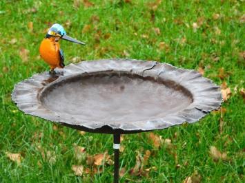 Mangeoire à oiseaux en métal avec martin-pêcheur – piquet de jardin – 90 cm.