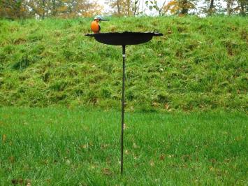 Mangeoire à oiseaux en métal avec martin-pêcheur – piquet de jardin – 90 cm.