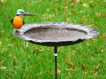 Mangeoire à oiseaux en métal avec martin-pêcheur – piquet de jardin – 90 cm.