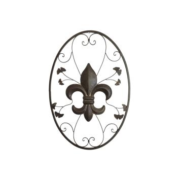Metalen wandornament - Franse lelie - bruin - rustiek
