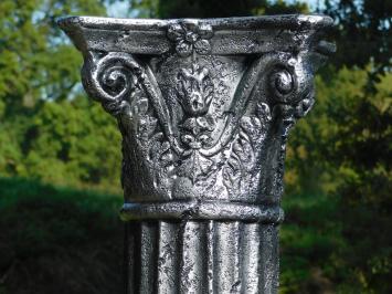 Sokkel - polystone zuil - 81 cm - zilverkleurig - glans